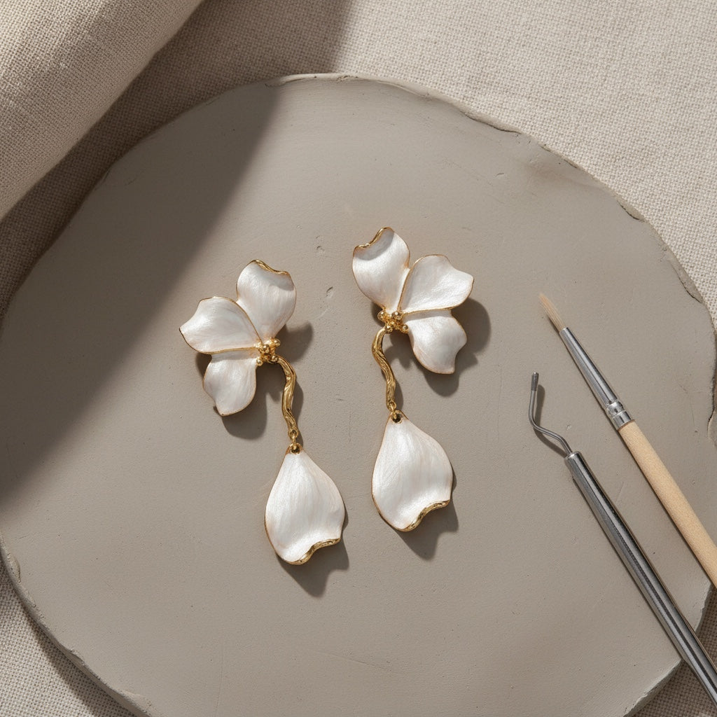 Molten Petal Sculptural Drop Earrings | Liquid Flora