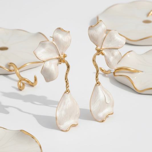 Molten Petal Sculptural Drop Earrings | Liquid Flora