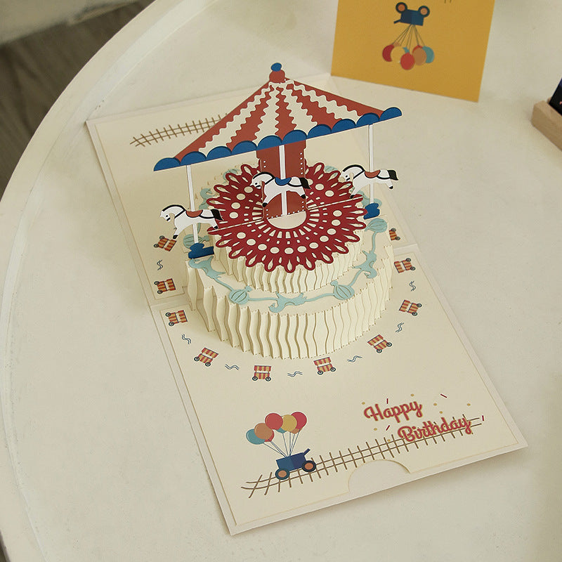 3D pop-up birthday card with intricate paper design