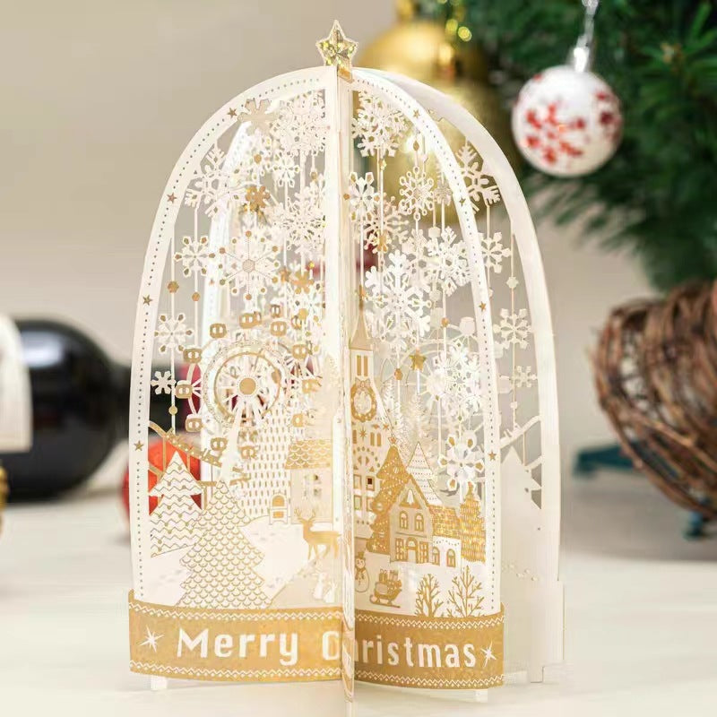 Golden Winter Town — 3D Christmas Card