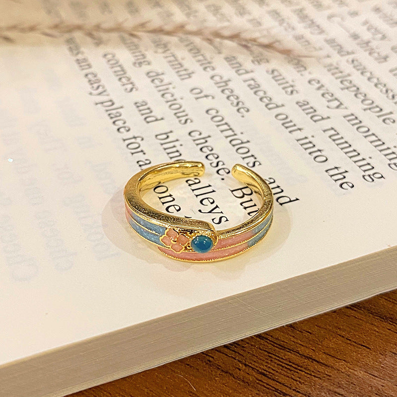 „Ode an den Frühling“ Vintage Emaille-Ring (Verstellbar)