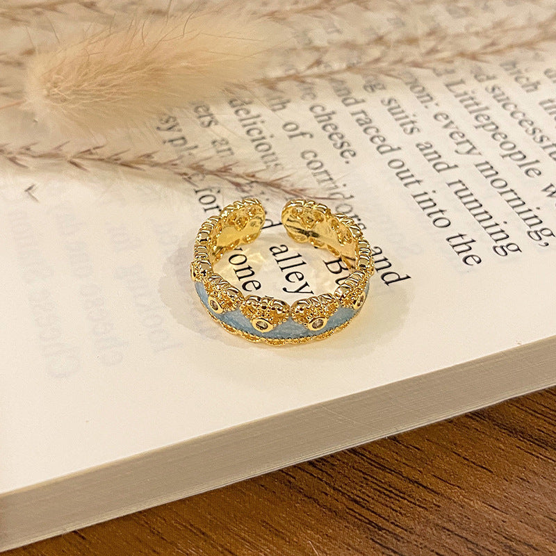 „Ode an den Frühling“ Vintage Emaille-Ring (Verstellbar)