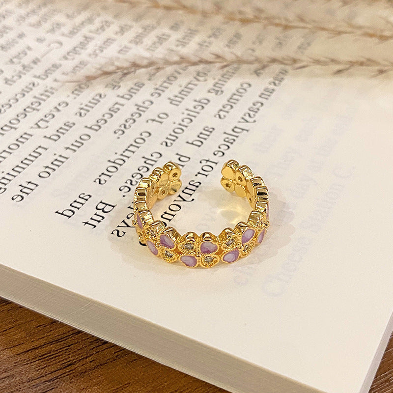 „Ode an den Frühling“ Vintage Emaille-Ring (Verstellbar)