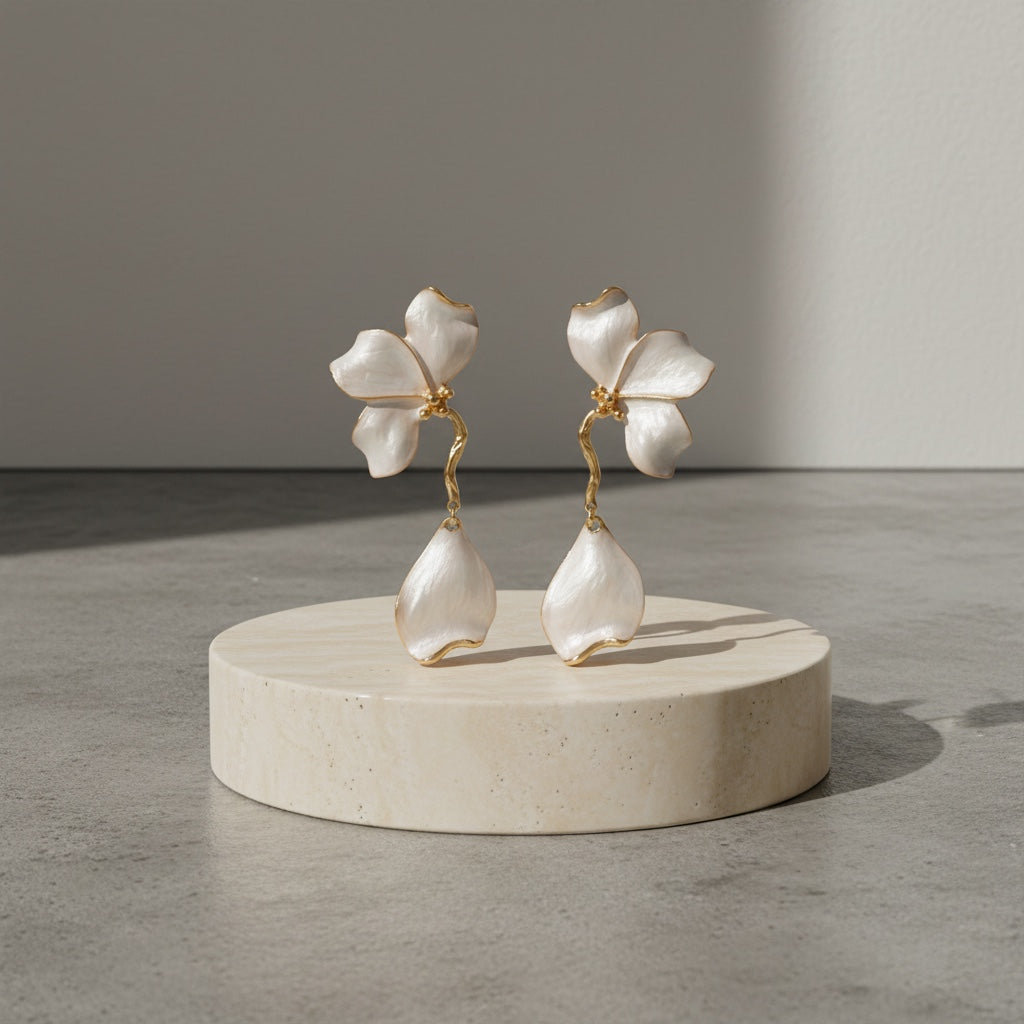 Molten Petal Sculptural Drop Earrings | Liquid Flora