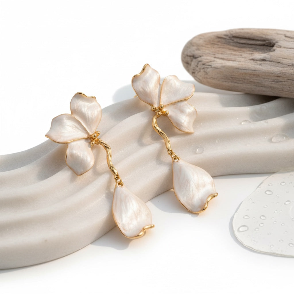 Molten Petal Sculptural Drop Earrings | Liquid Flora