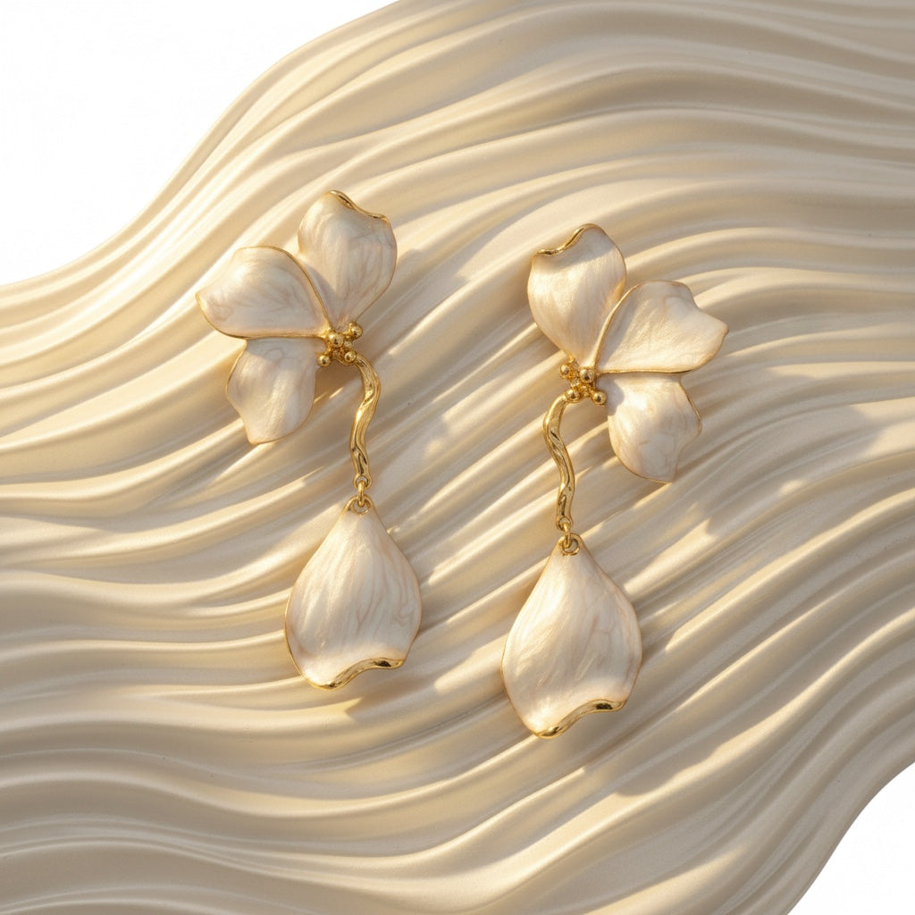 Molten Petal Sculptural Drop Earrings | Liquid Flora