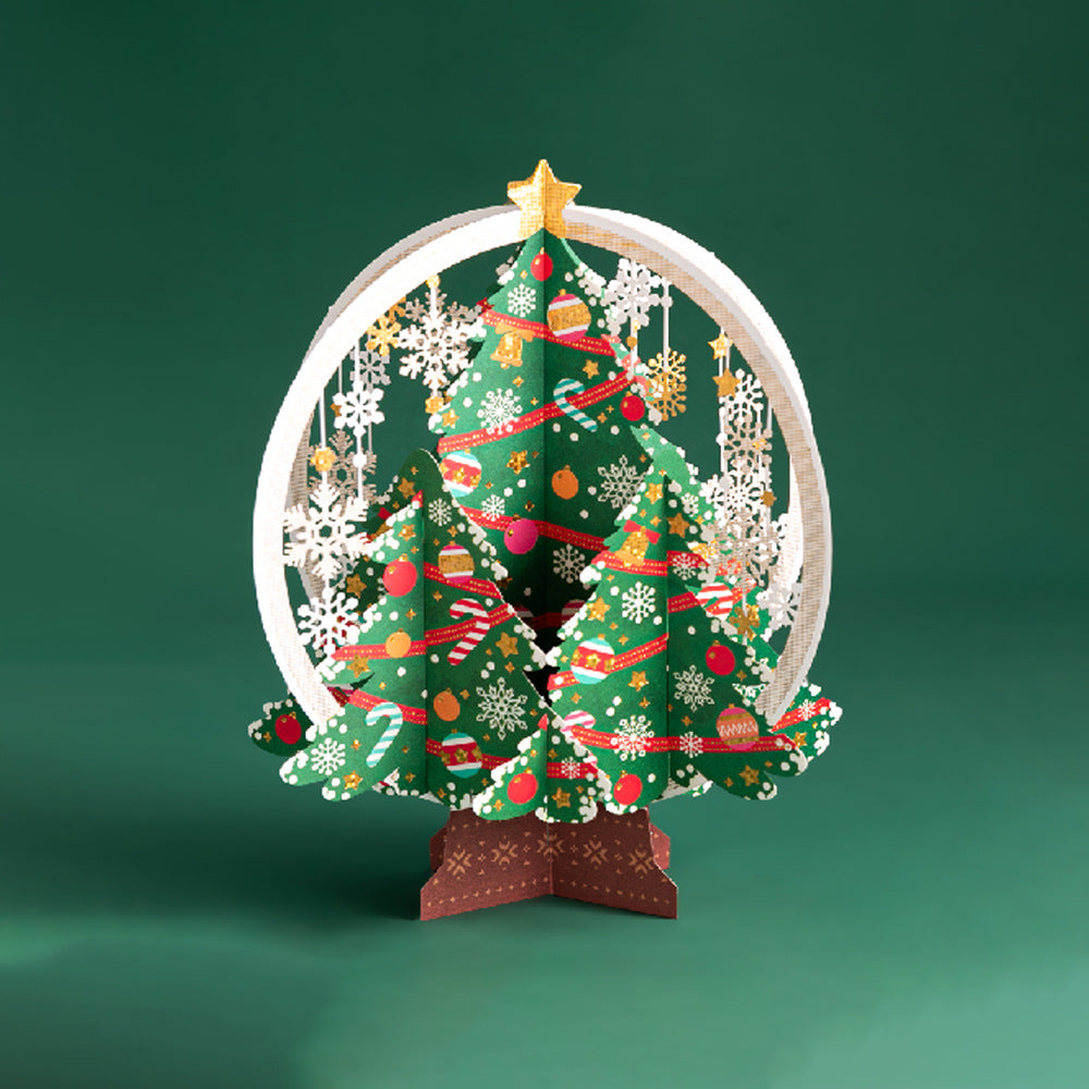 Golden Winter Town — 3D Christmas Card