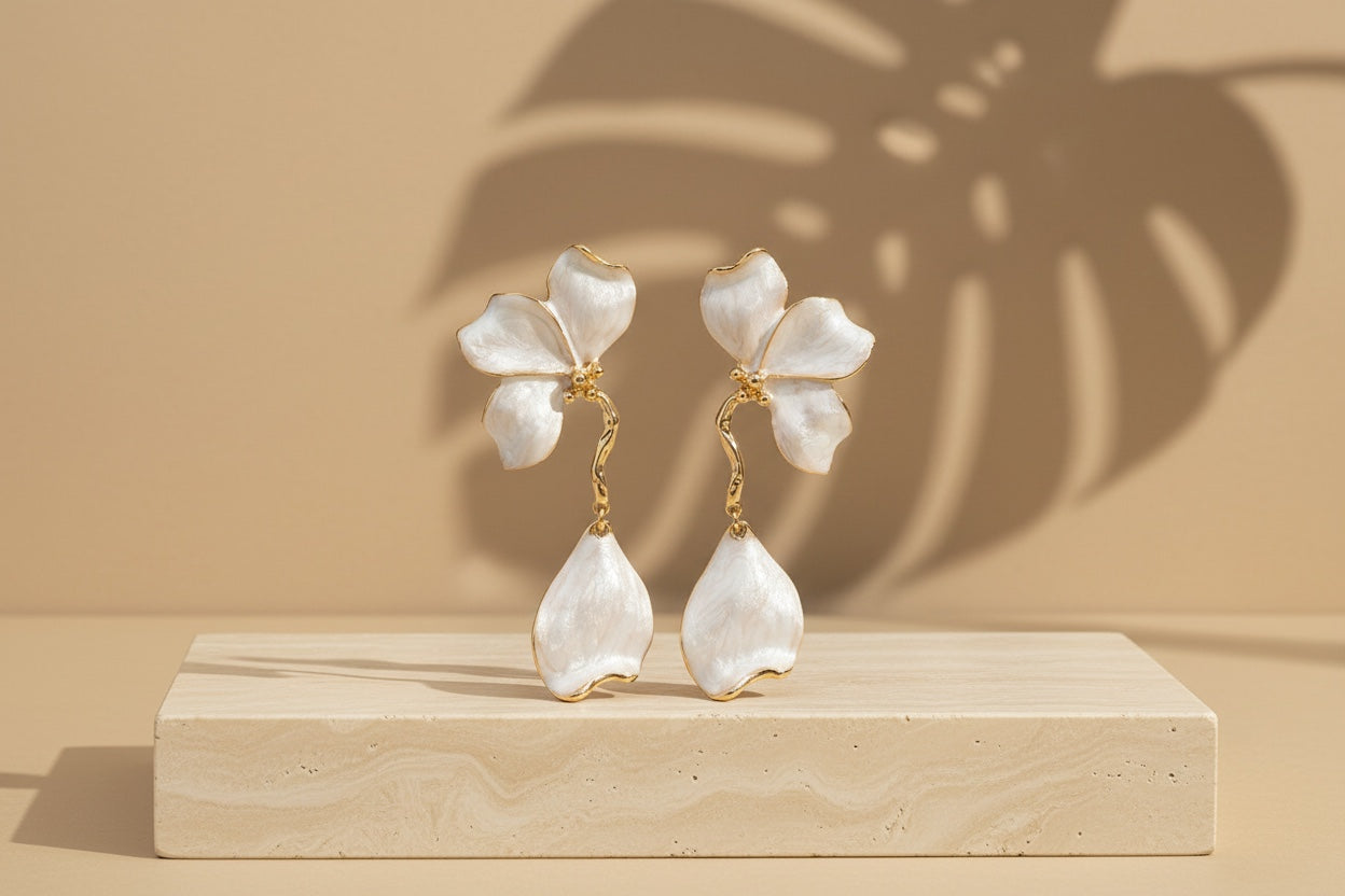 Molten Petal Sculptural Drop Earrings | Liquid Flora
