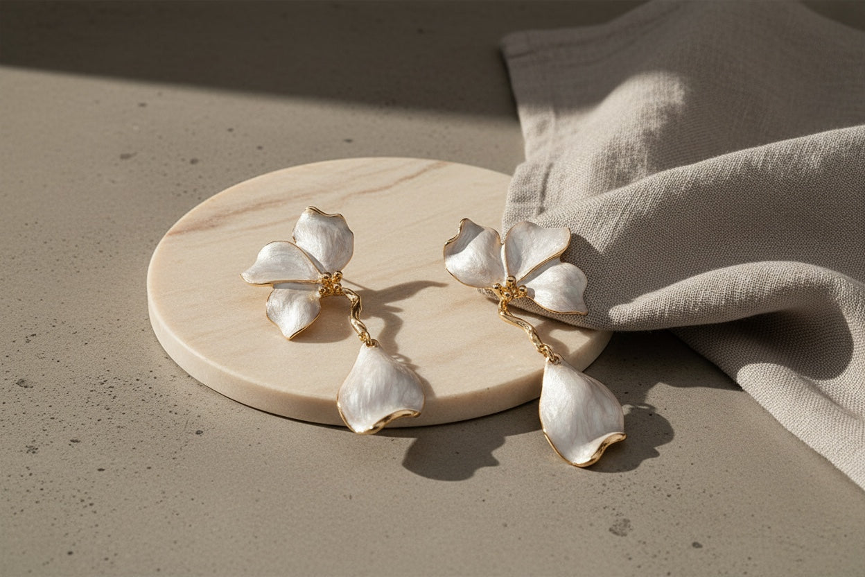 Molten Petal Sculptural Drop Earrings | Liquid Flora