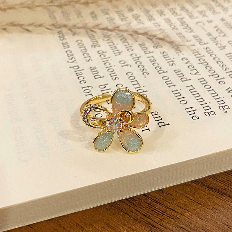 „Ode an den Frühling“ Vintage Emaille-Ring (Verstellbar)
