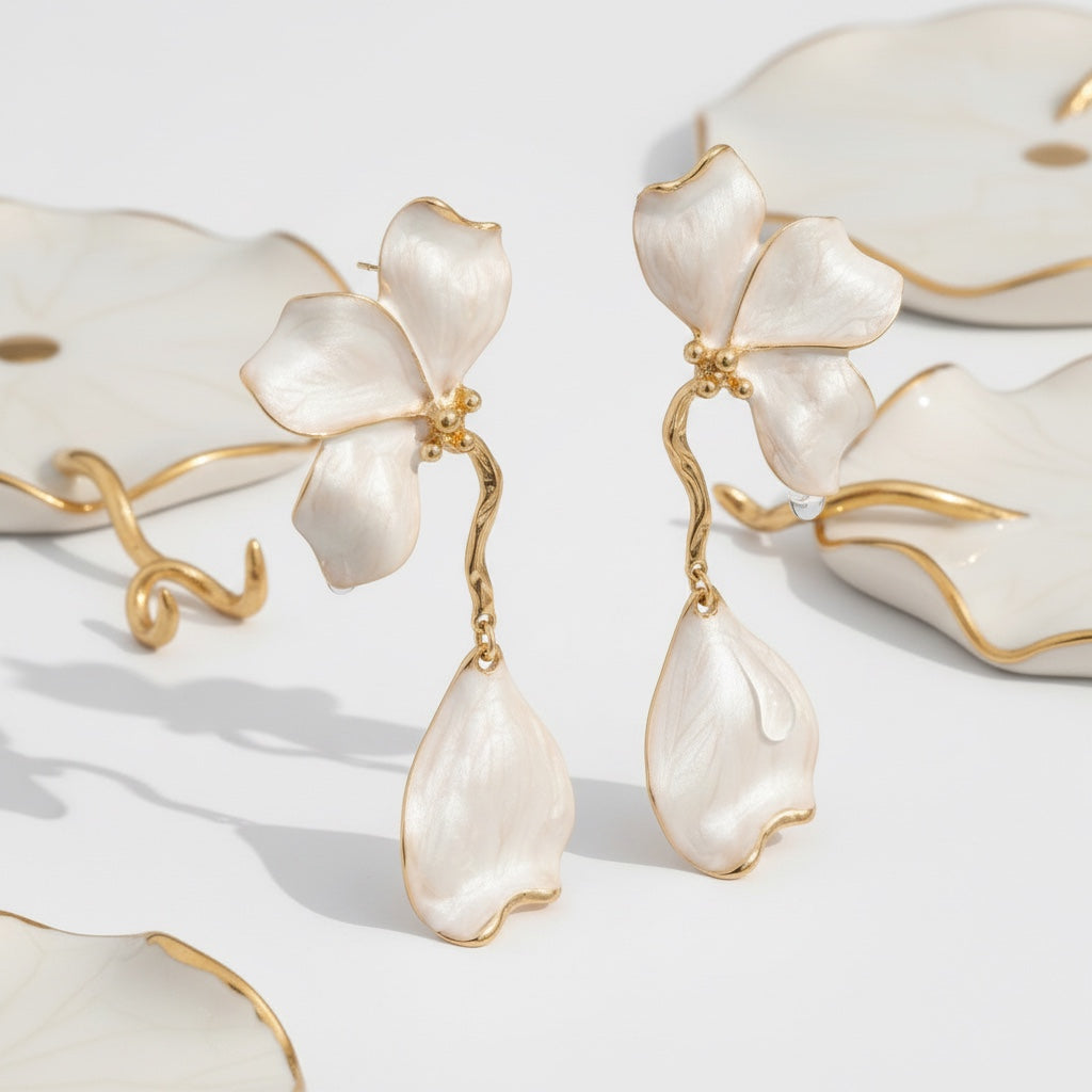 Molten Petal Sculptural Drop Earrings | Liquid Flora